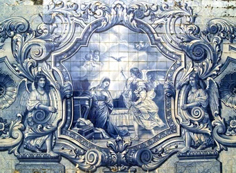 Panel decorativo que representa la Anunciación, Lamego, Portugal. 1738